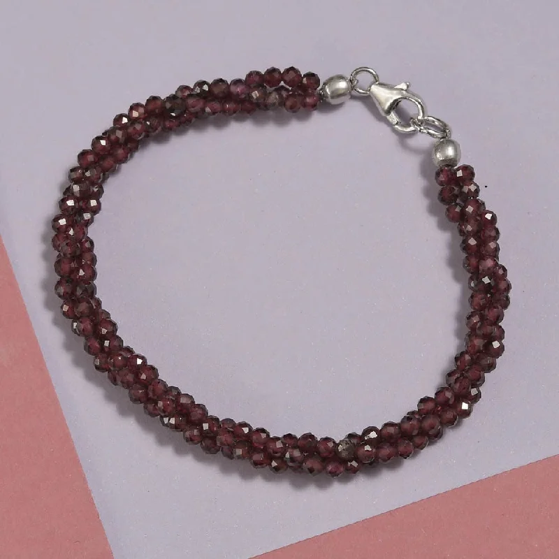 Sleek titanium bangles resisting scratches and wear -Orissa Rhodolite Garnet Beaded Bracelet