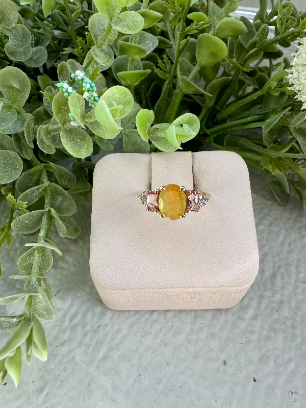 Golden citrine gemstone rings for sunny flair -Oval Opal Ring