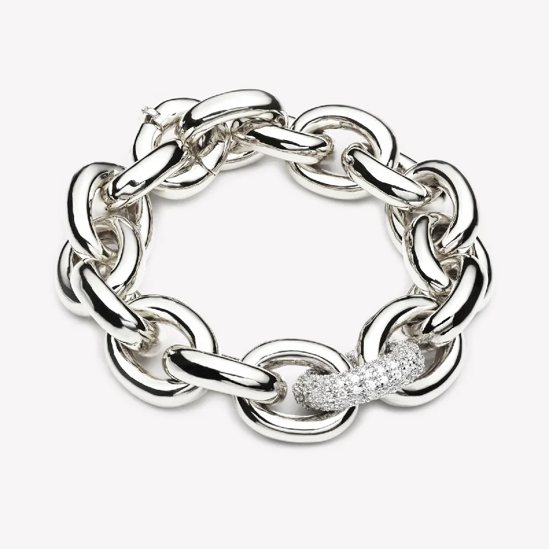 Vintage-inspired bracelets with floral engraved details -PAVÉ LINK CHAIN BRACELET