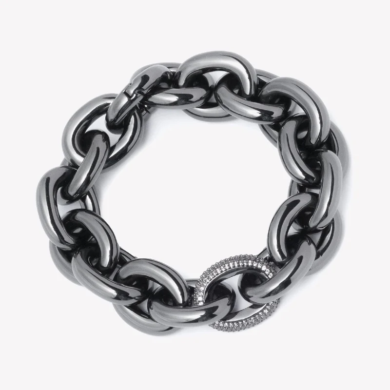 Modern acrylic bracelets with geometric bold shapes -PAVÉ LINK CHAIN BRACELET