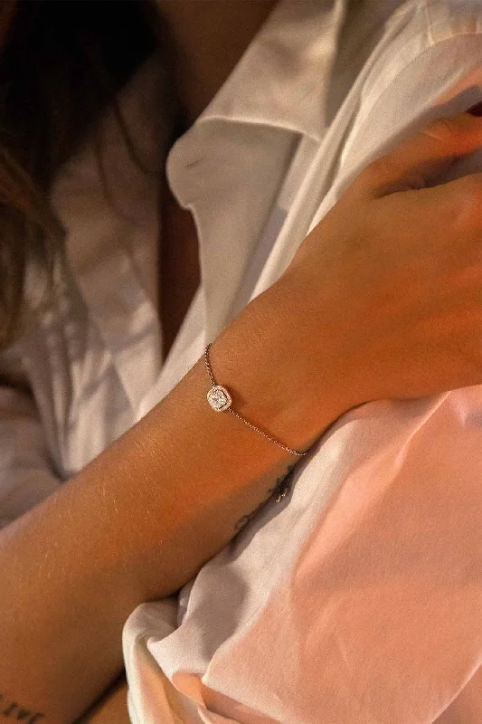 Dreamy opalite bracelets with translucent milky shine -Pavé Square Adjustable Bracelet