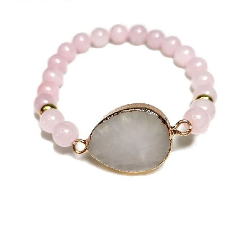 Dainty pearl bracelets enhancing timeless bridal grace -Pink Crystal Quartz Beaded Bracelet