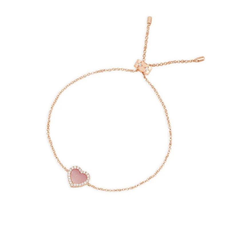 Timeless sapphire bangles blending blue with grace -Pink Nacre Heart Adjustable bracelet