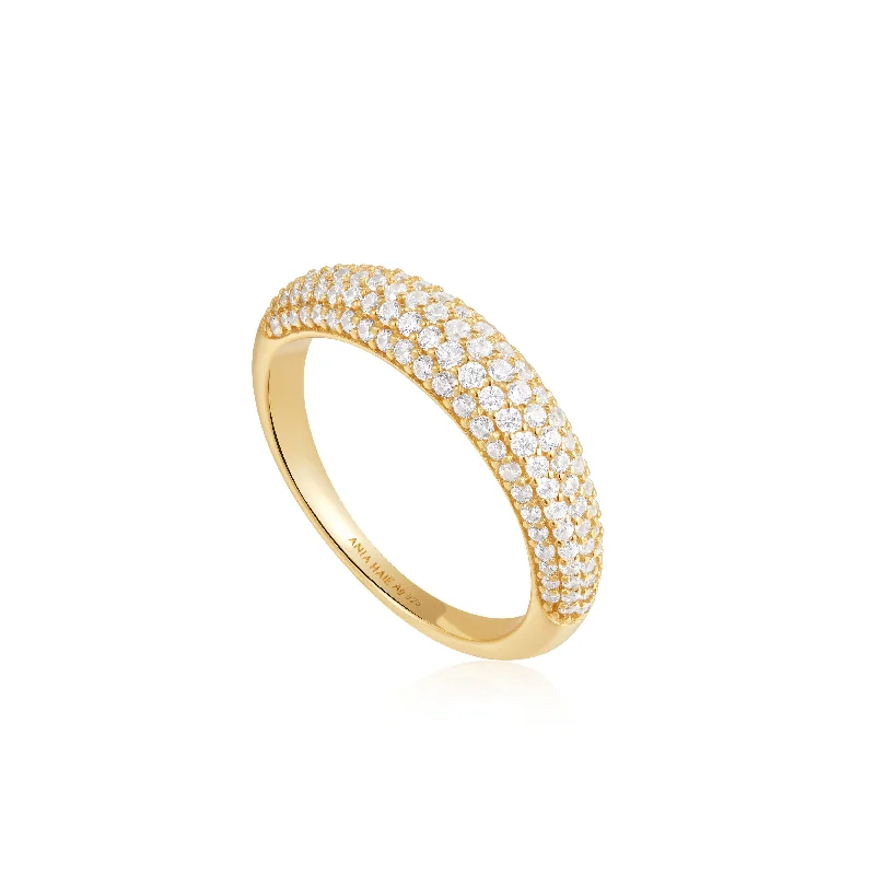 Golden citrine gemstone rings uplifting any outfit -Gold Pavé Dome Ring