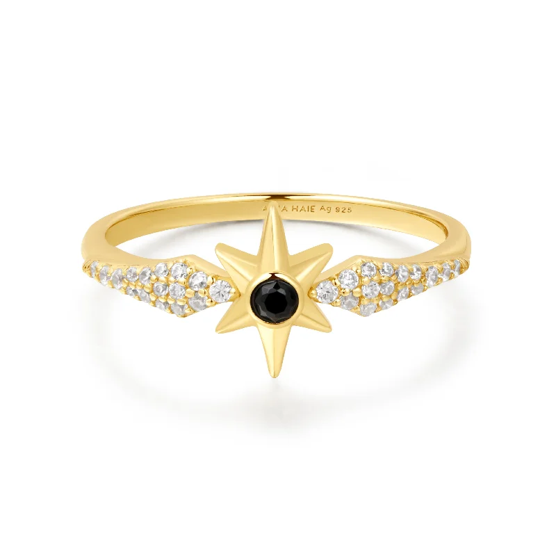 Majestic emerald gemstone rings for statement luxury -Gold Black Onyx Star Ring