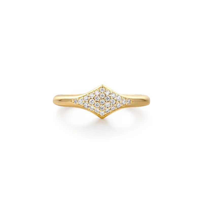 Refined pearl gemstone rings for polished elegant style -Gold Pavé Sparkle Ring