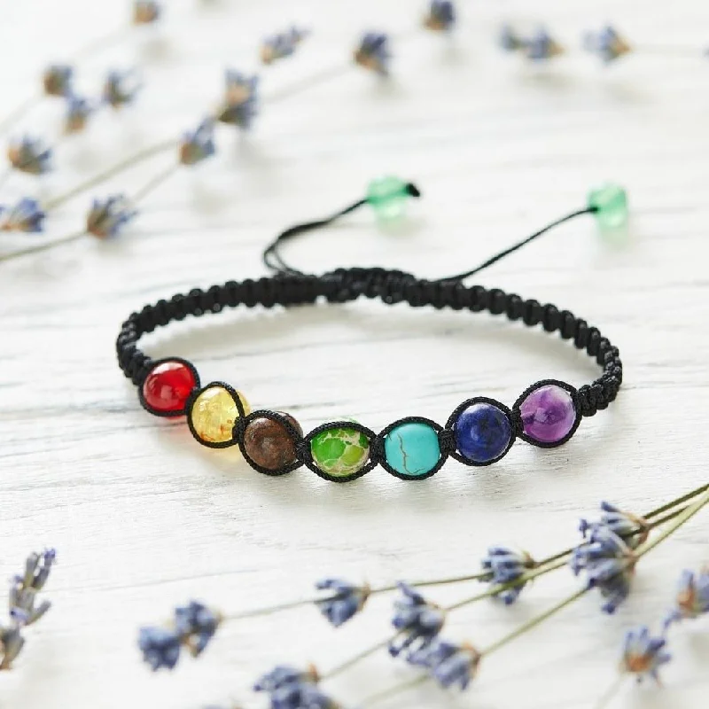 Soft velvet bracelets offering cozy winter texture -Rainbow Chakra Bead Bracelet