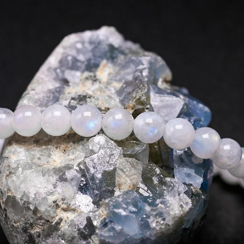 Radiant zircon bracelets swaying with brilliance -Rainbow Moonstone Bead Bracelet