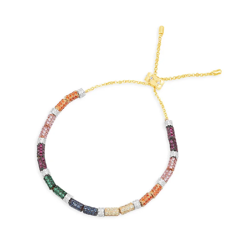 Organic shell bracelets evoking coastal charm daily -Rainbow Pavé Adjustable Bracelet