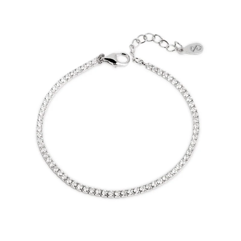 Radiant zircon bracelets swaying with brilliance -Riviere Spark Silver Bracelet