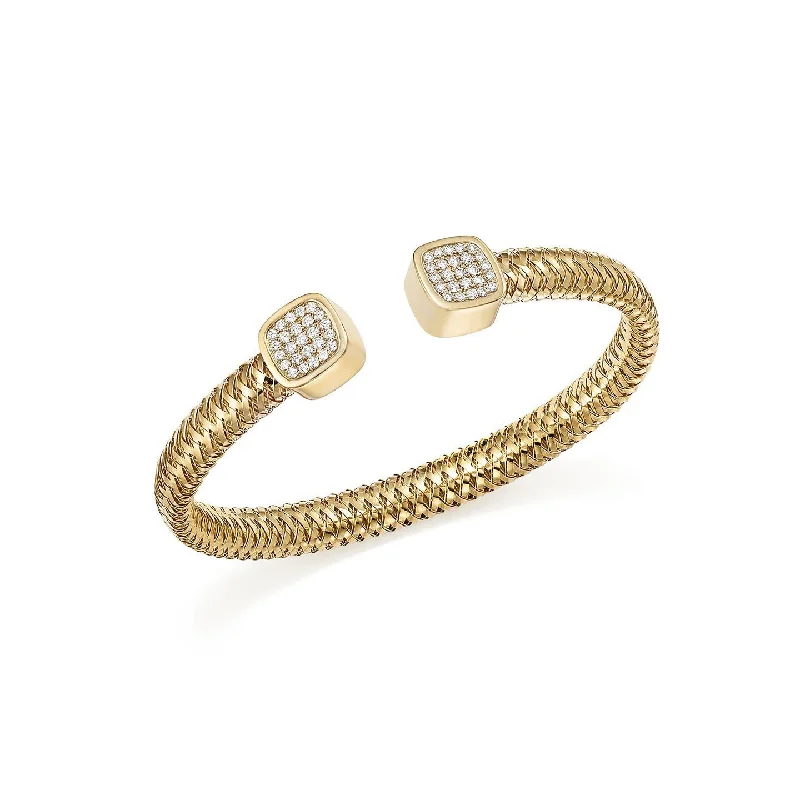 Radiant quartz bangles amplifying light and style -Roberto Coin Primavera 18K Yellow Gold Diamond Capped Cuff Bracelet