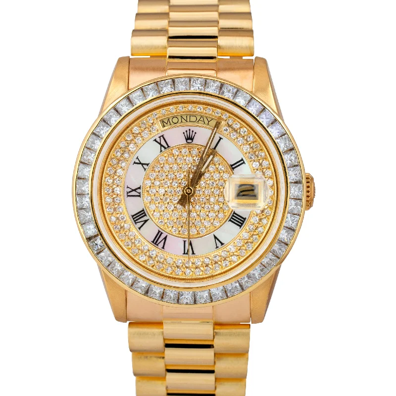 Fashionable men's watches with futuristic designs and high-tech functionalities for modern trends -Rolex Day-Date President MOP DIAMOND 36mm 18K Yellow Gold Automatic Watch 18038