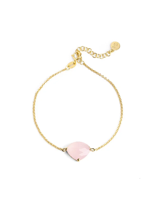 Subtle morganite bangles in soft peachy hues -Rose Drop Gold Bracelet