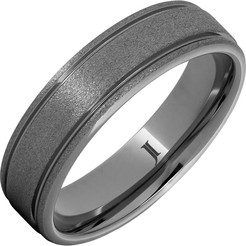 Serene sapphire gemstone rings for blue calm -Rugged Tungsten™ Ring with Stone Finish