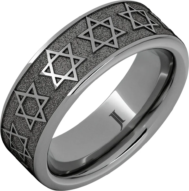 Charming amethyst gemstone rings for purple elegance -Rugged Tungsten™ Star of David Ring