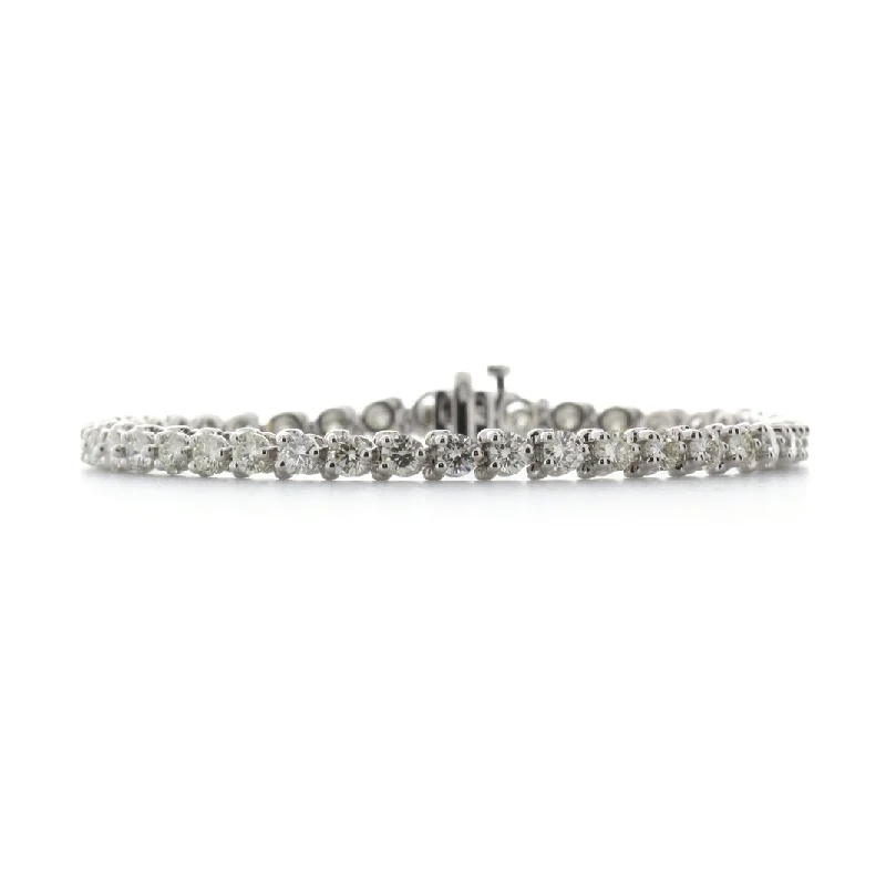 Shimmering herkimer bracelets mimicking diamond clarity -Sabel Collection 14K White Gold Three Prong Set Round Diamond Tennis Bracelet