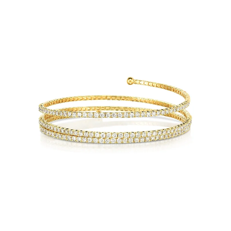 Simple cord bracelets tying friendship bonds tight -Sabel Collection 14K Yellow Gold Three Row Coil Bracelet