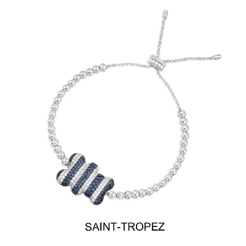 Hand-woven bracelets with colorful tribal patterns -Saint-Tropez Yummy Bear Adjustable Bracelet with Beads