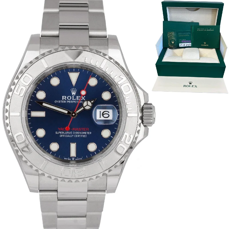 Men's watches with sleek black dials and contrasting white markers for a minimalist style -SEP 2022 NEW CARD Rolex Yacht-Master 40mm Blue Stainless Oyster Watch 126622