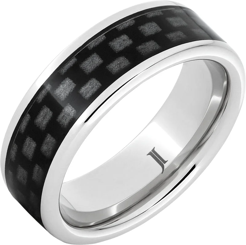 Striking ruby gemstone rings with deep red shine -Serinium® Black Carbon Fiber Ring