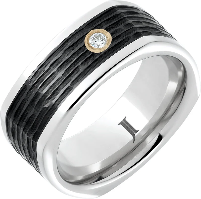 Serene sapphire gemstone rings blending calm blue beauty -Serinium® Diamond Black Ceramic Square Ring