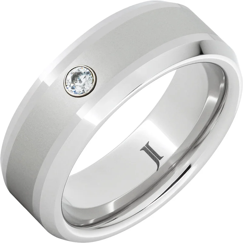 Radiant diamond gemstone rings for dazzling proposals -Serinium® Diamond Ring Beveled with Laser Satin Center