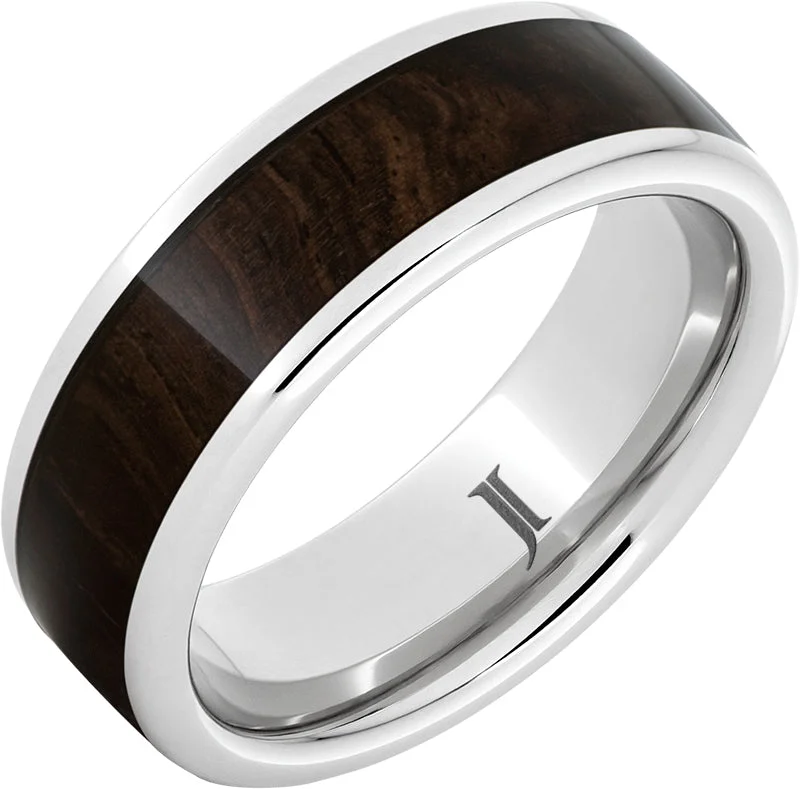 Enigmatic moonstone gemstone rings for mystical allure -Serinium® Men's Ring with African Blackwood Inlay