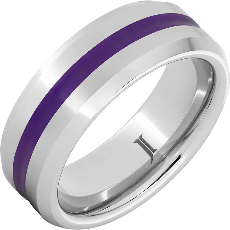 Pure pearl gemstone rings for timeless grace -Serinium® Purple Enamel Inlay Ring