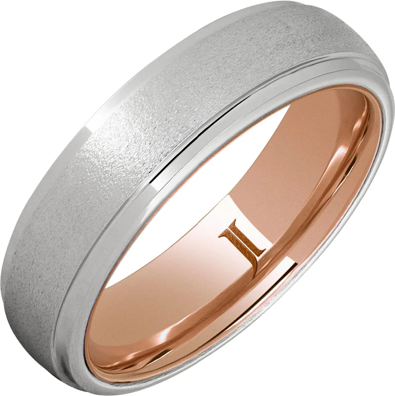 Radiant diamond gemstone rings for eternal bonds -Serinium® Ring with 10K Rose Gold Interior and Stone Finish