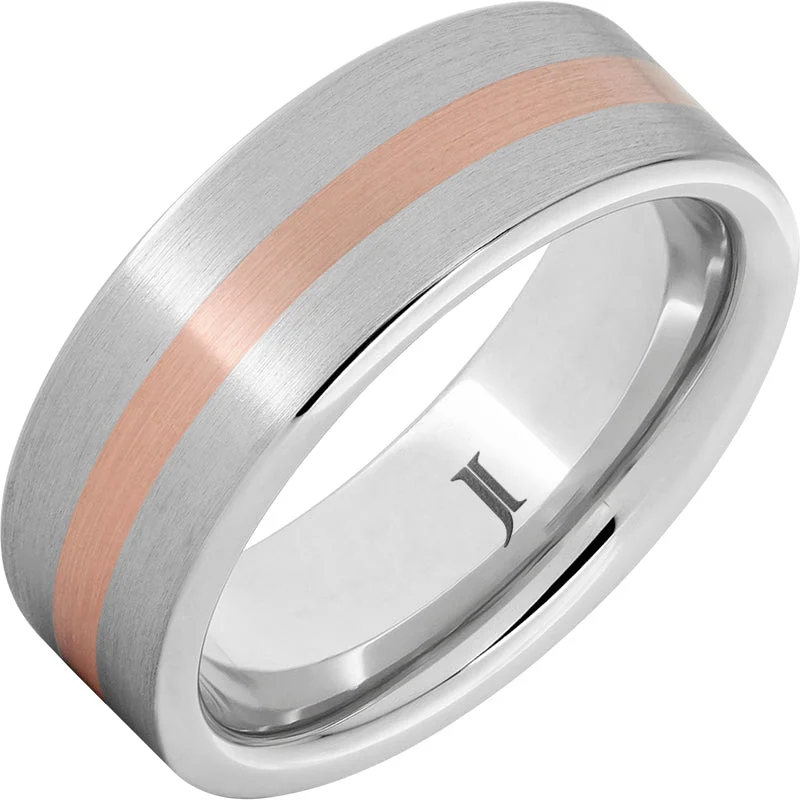 Sleek topaz gemstone rings in cool blue tones -Serinium® Ring with 14K Rose Gold Inlay