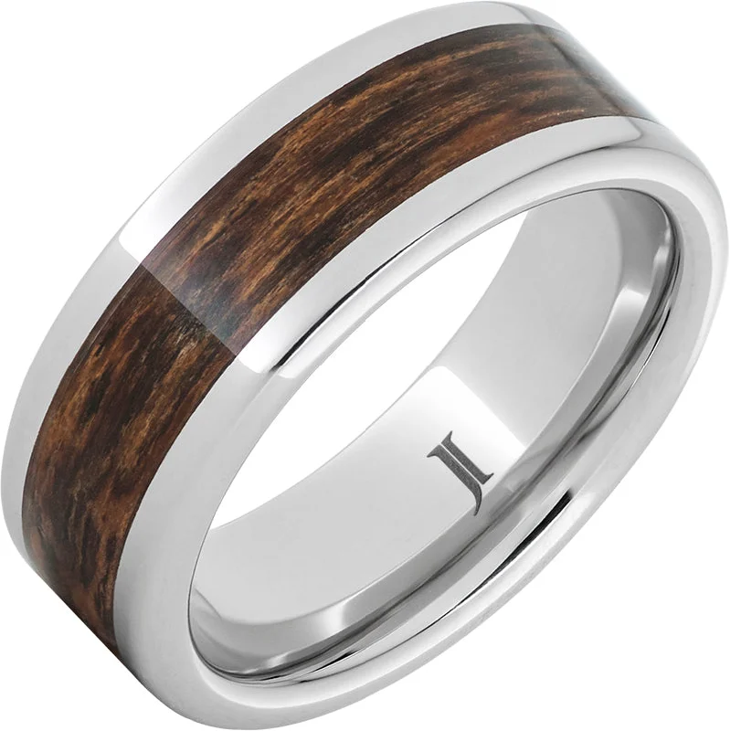 Calm aquamarine gemstone rings with ocean-inspired hues -Serinium® Ring with Bocote Wood Inlay