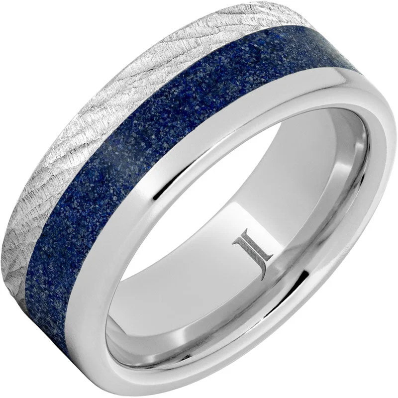 Grand emerald gemstone rings designed for royalty -Serinium® Ring with Crushed Lapis Inlay