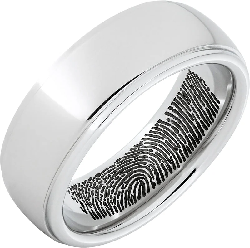 Classic pearl gemstone rings for white grace -Serinium™ Ring With Custom Fingerprint Laser Engraving