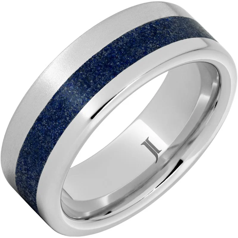 Lavish emerald gemstone rings for extravagant style -Serinium® Ring with Lapis Lazuli Inlay and Stone Finish