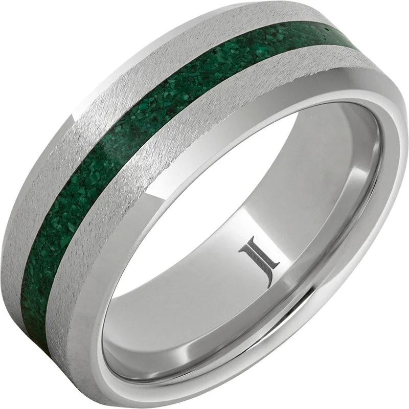 Stunning diamond gemstone rings for love’s shine -Serinium® Ring with Malachite Inlay and Grain Finish