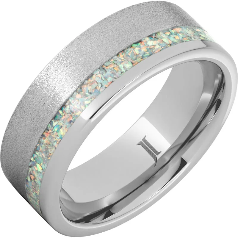 Cool sapphire gemstone rings offering blue serenity -Serinium® Ring with Opal Inlay and Stone Finish