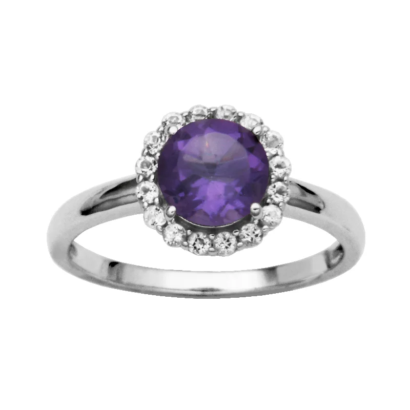 Deep garnet gemstone rings with rich warmth -Silver Birthstone Ring- Amethyst