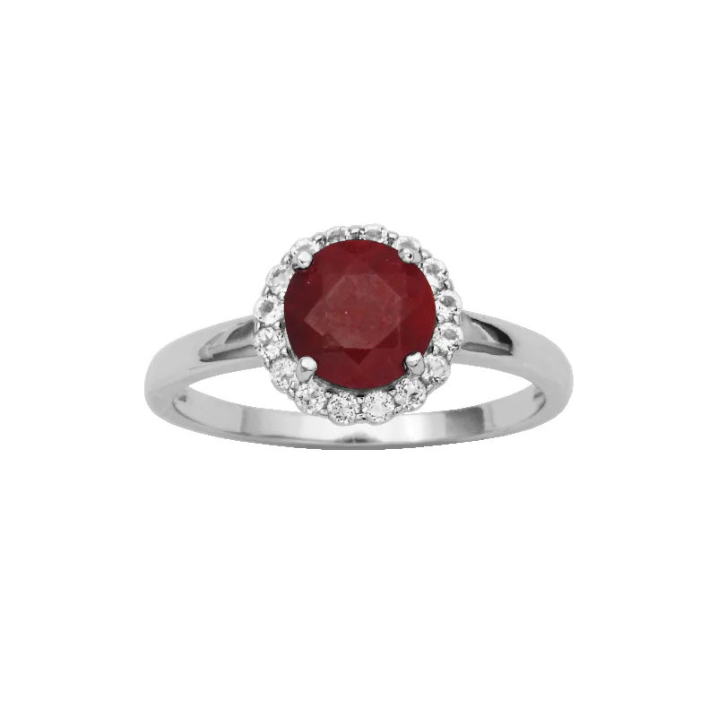 Cozy garnet gemstone rings warming up winter -Silver birthstone Ring- Dyed Red Corundum Ruby