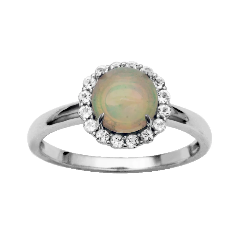 Enigmatic moonstone gemstone rings for mystical allure -Silver Birthstone ring- Ethiopian Opal