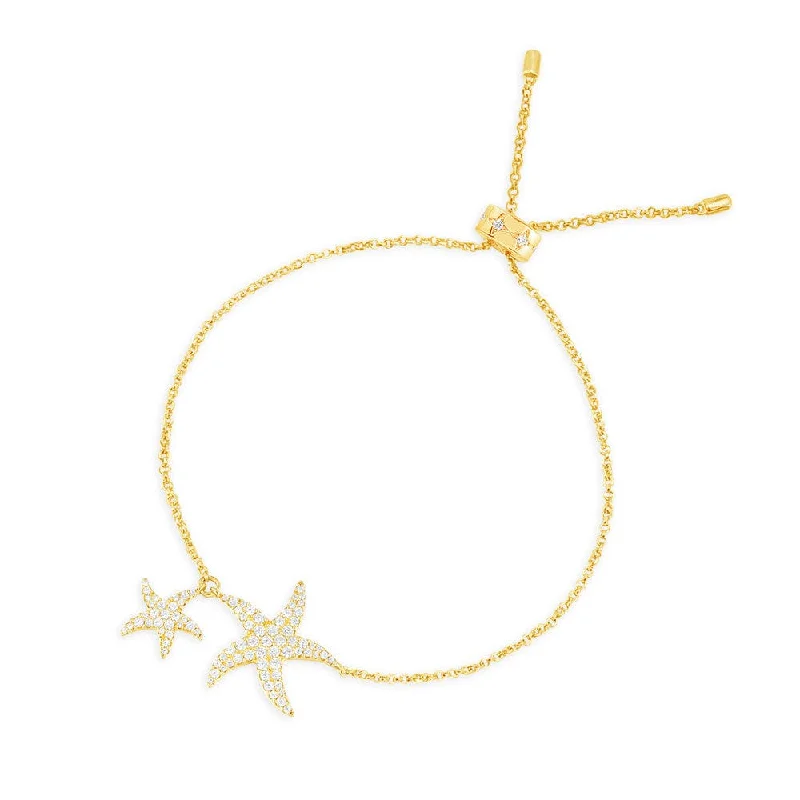 Classic pearl bracelets dangling with white grace -Starfish Adjustable Bracelet