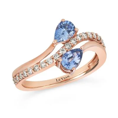 Magical moonstone gemstone rings glowing with mystery -Strawberry Gold Blueberry Sapphire Le Vian Ring