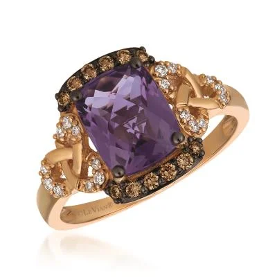 Zesty peridot gemstone rings bringing green vibrancy -Strawberry Gold Grape Amethyst Le Vian Ring