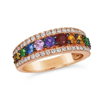 Rich garnet gemstone rings ideal for festive nights -Strawberry Gold Multi Sapphire and Colored Stone LeVian Ring