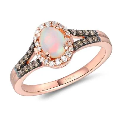 Mesmerizing opal gemstone rings showcasing iridescent beauty -Strawberry Gold Neopolitan Opal Le Vian Split Band Ring