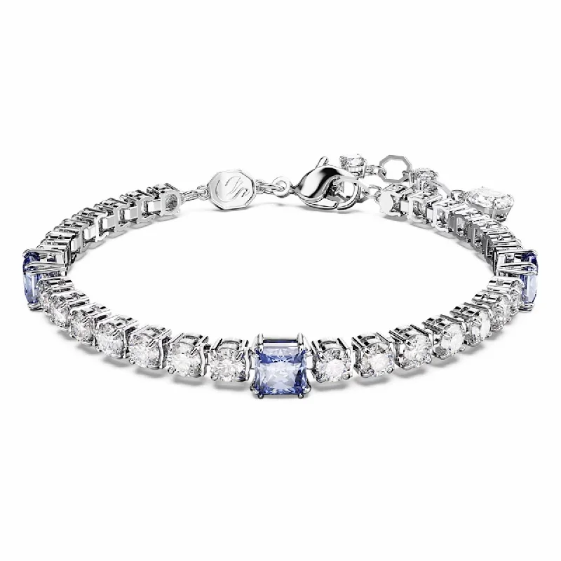 Simple knot bangles tying unity and strength -Swarovski Blue Matrix Tennis Bracelet