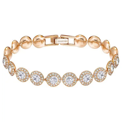 Subtle aquamarine bracelets with serene sea tones -Swarovski Crystal Angelic Bracelet in Rose Metal