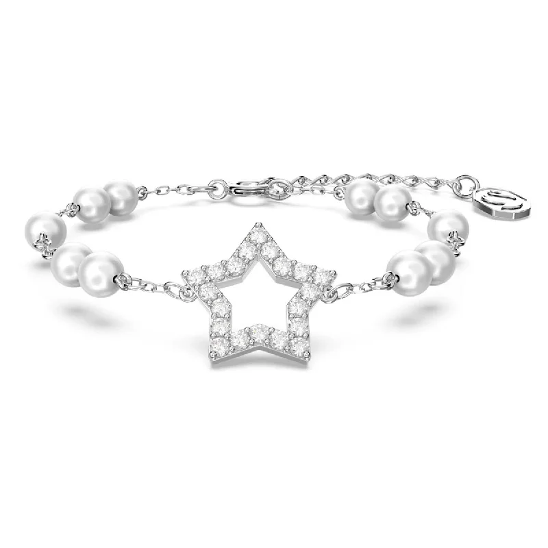 Classic link bracelets pairing with formal attire -Swarovski Crystal Stella Pearl Star Bracelet