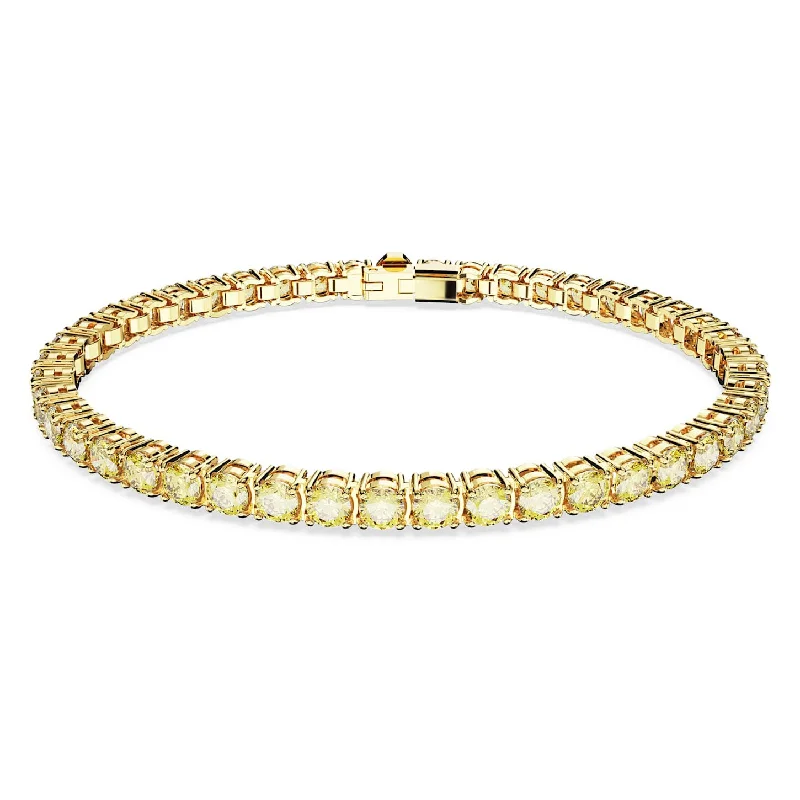 Sculptural bronze bracelets for artistic wrist flair -Swarovski Crystal Yellow Matrix Bracelet