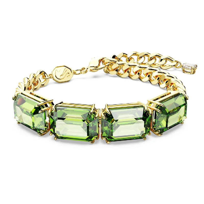 Sparkling zircon bangles mimicking diamond brilliance -Swarovski Green Millenia Bracelet