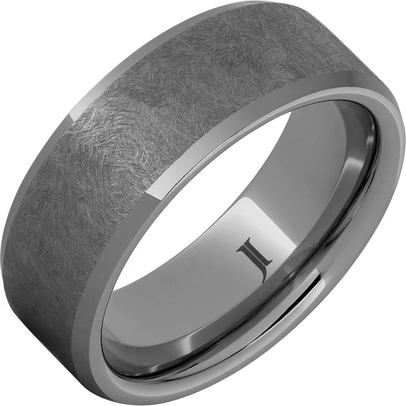 Raw turquoise gemstone rings with earthy vibes -The Sentinel – Rugged Tungsten™ Hand Textured Ring